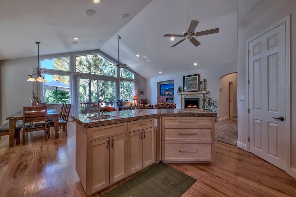 View from Kitchen to the great room.