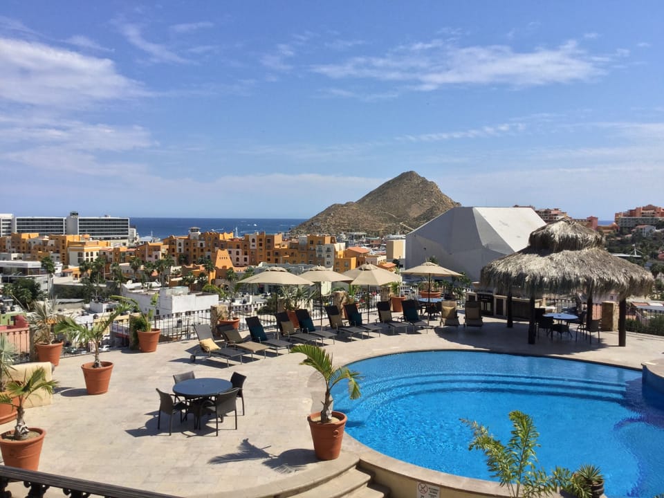 View of the pool, from our balcony. 