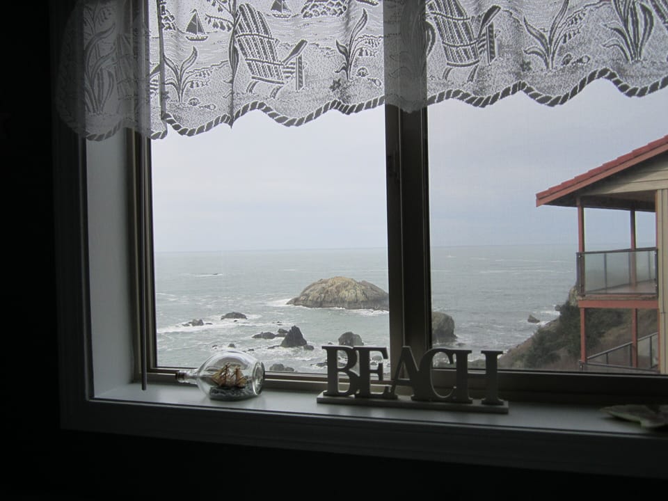 Whale watching out of the kitchen window.