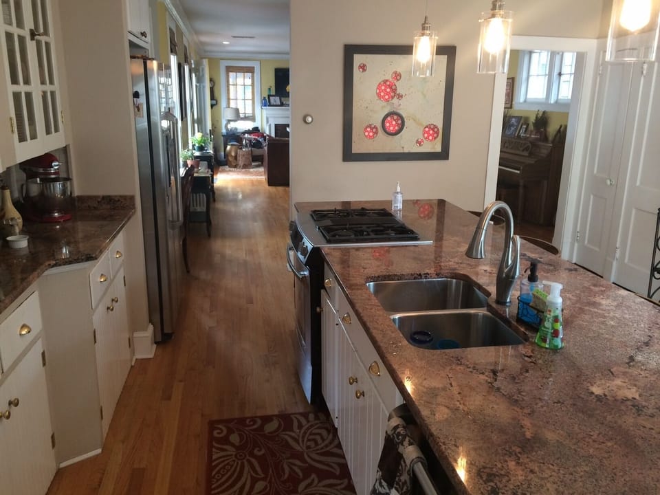 New Kitchen, Granite counters, stainless steel appliances, gas stovetop.