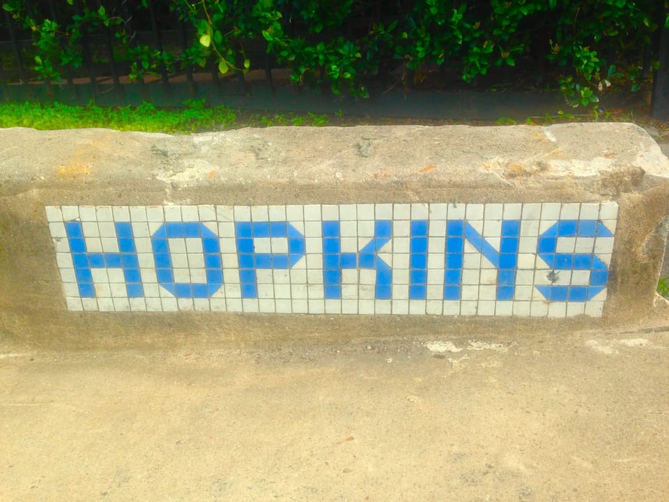 Original street curbs had street names in tile