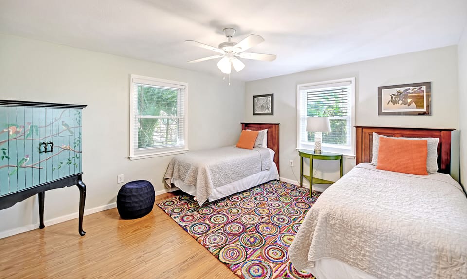 Two cozy twin beds—perfect for friends or siblings—comfortable and convenient!

