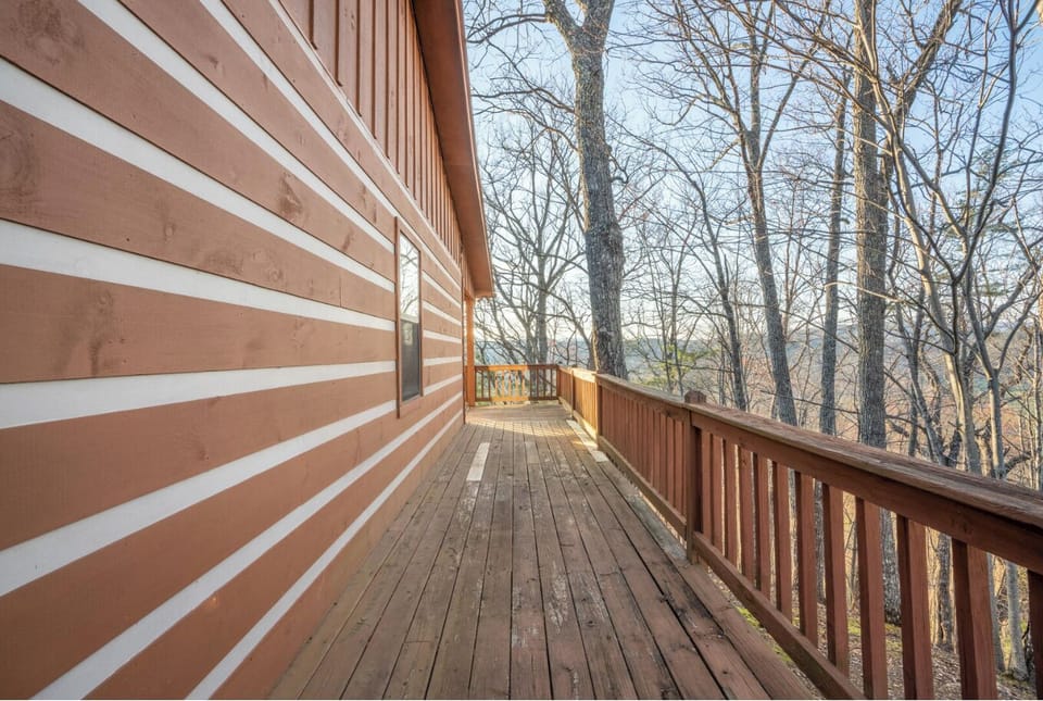 Side porch between front door and back door.
