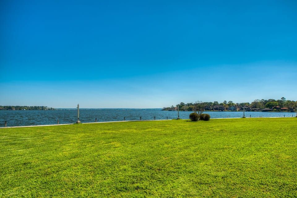 Open water view for miles and a large grass area to enjoy outdoor activities