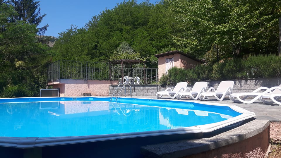 Seasonal outdoor pool, pool umbrellas, sun loungers