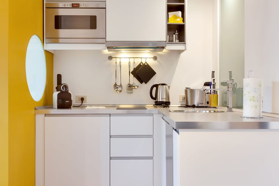 Apartment, 1 Bedroom, Terrace | Private kitchenette | Fridge, stovetop, dishwasher, electric kettle