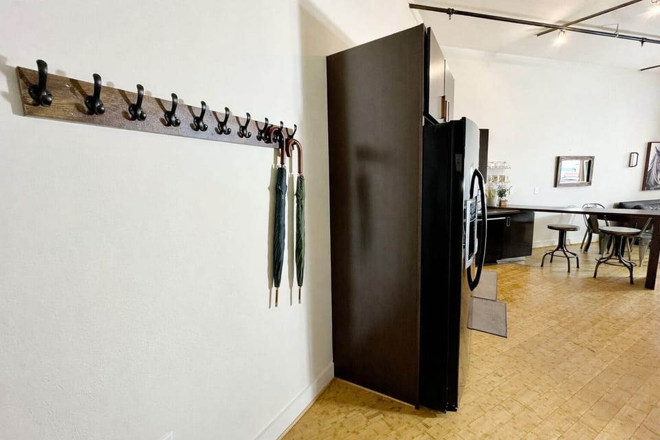 Loft entrance with view of the kitchen area