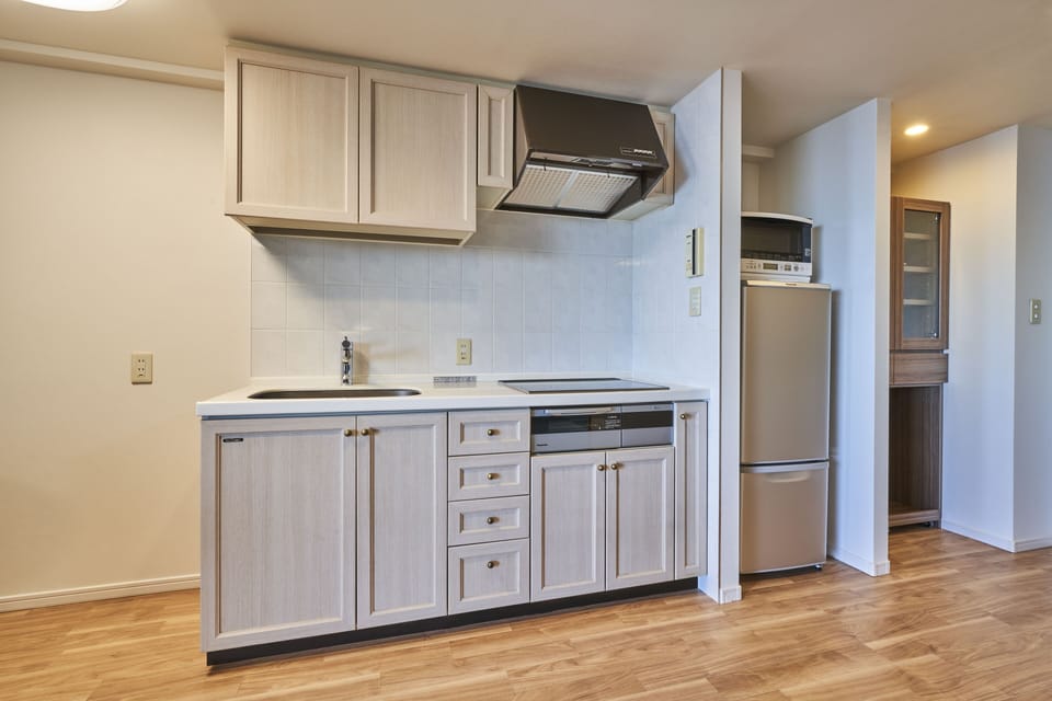 Full-size fridge, microwave, oven, stovetop