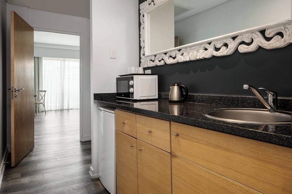 Mini-fridge, electric kettle