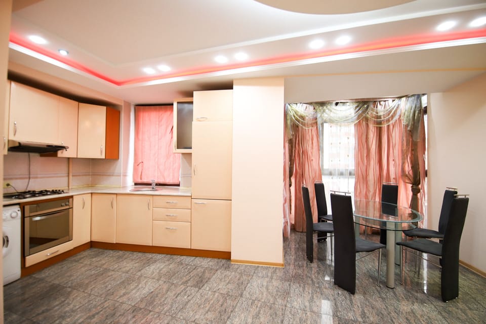Mini-fridge, cookware/dishes/utensils, paper towels