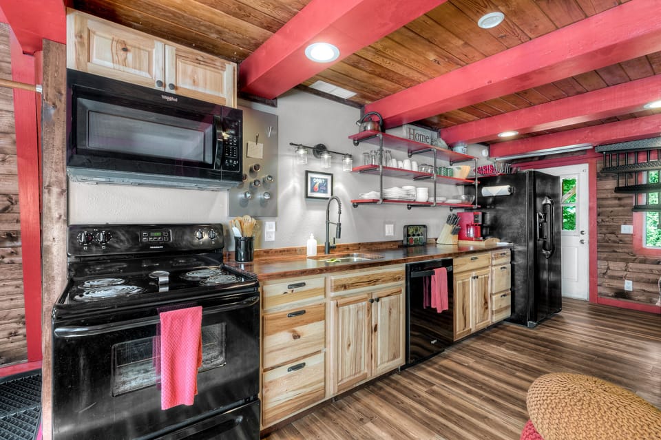 Check out those custom wood counters!