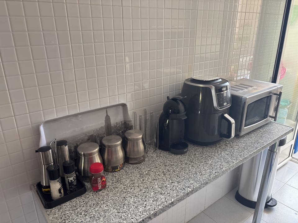 Microwave. Ninja Airfryer. Dulce Gusto Coffee machine 