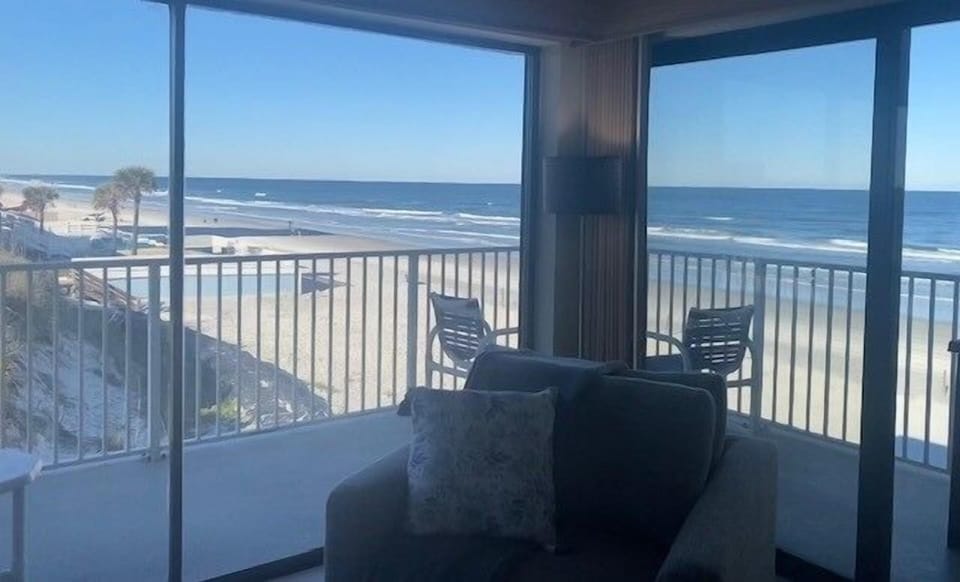 View of Balcony & Ocean from Living Room