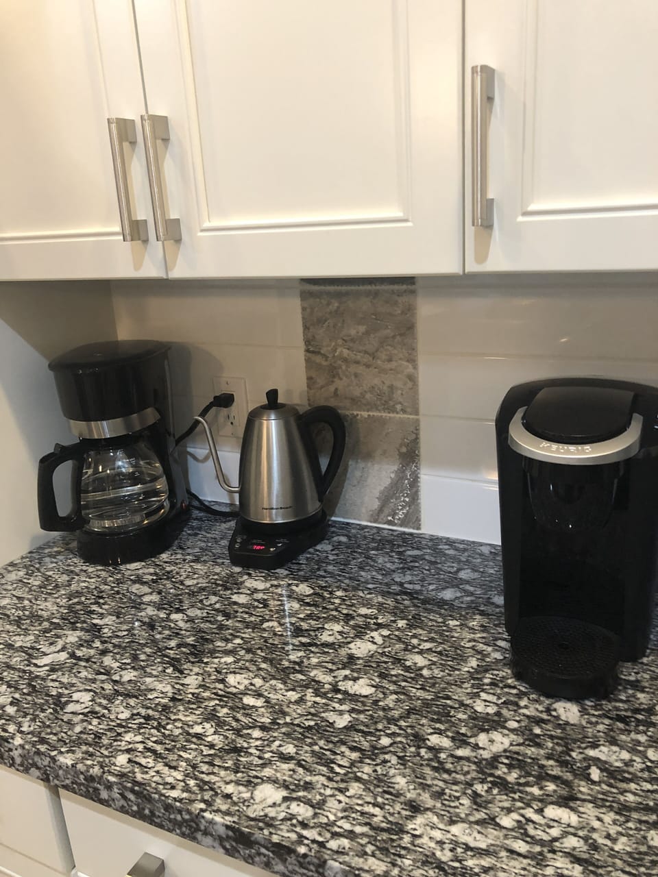 Coffee?  Tea?  We've got you covered!  10 cup coffee maker and a Keurig too !