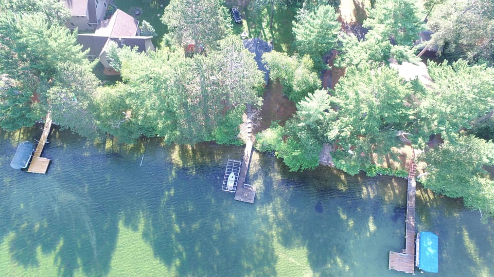 Drone aerial view of shoreline