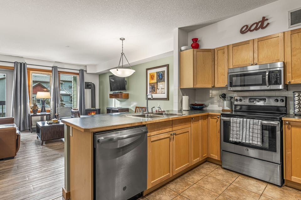 Unit 1:  Kitchen open to the Dining/Living Space. 