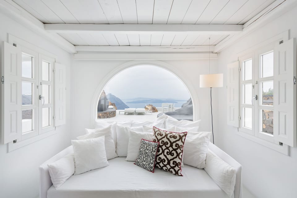Villa, Private Pool (Elidami) | Living area | 28-inch flat-screen TV with cable channels, TV