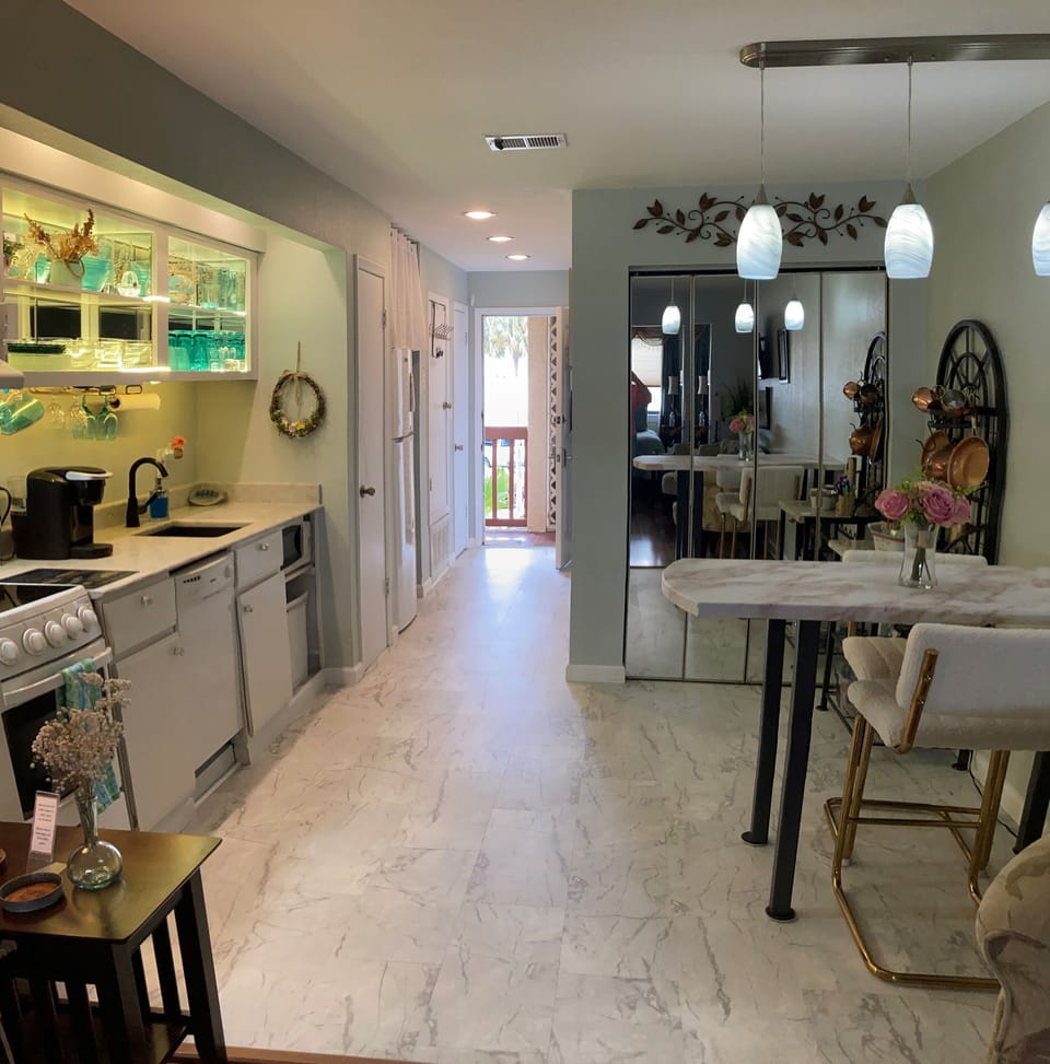 View of entryway, kitchen and dining area 