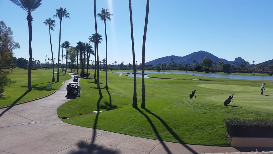 McCormick Golf Club across the street. View of Camelback mountain. 