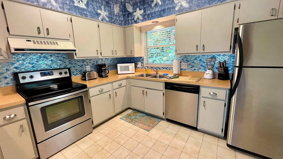 Fully-equipped kitchen and pantry.