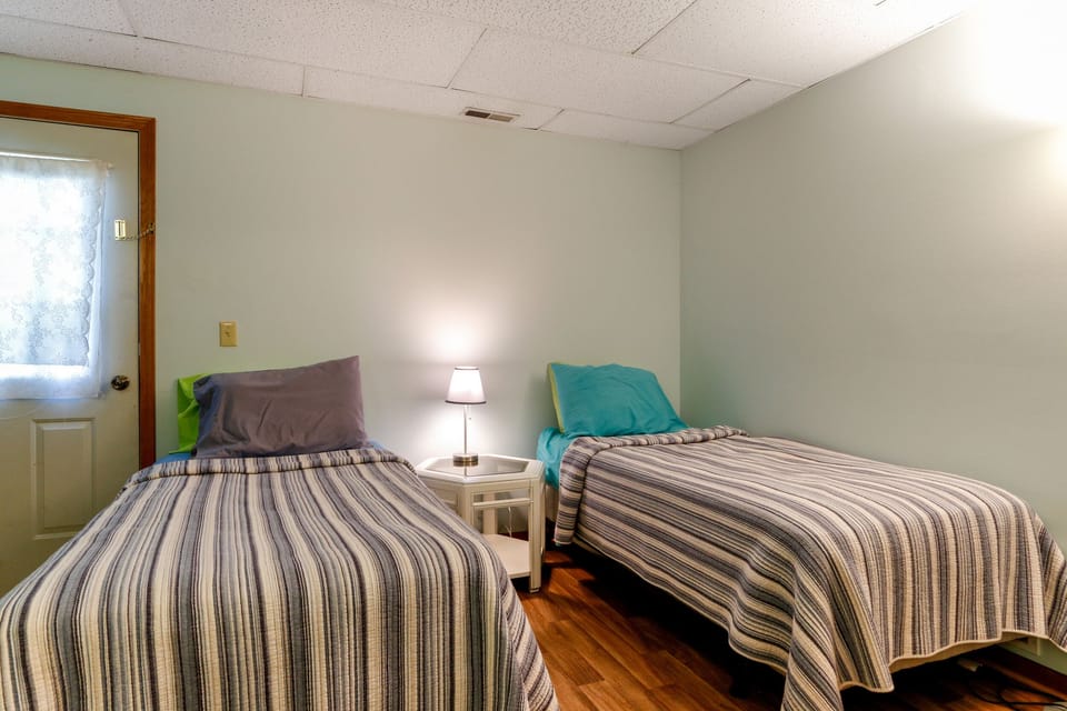 Additional sleeping space in basement. 