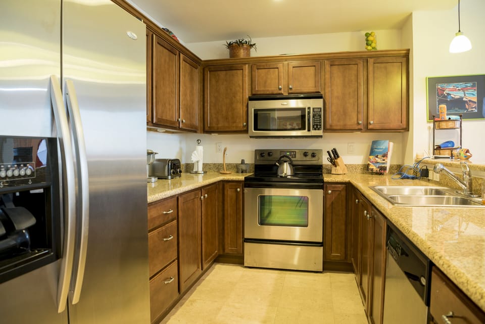 Kitchen and fridge.