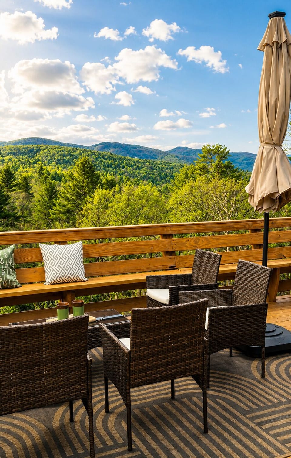 Gather outdoors with million dollar Adirondack views