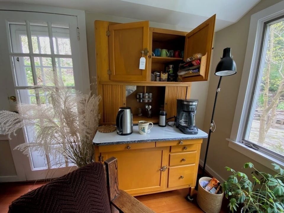 “New” Coffee Bar made from antique baking cabinet. 
New 