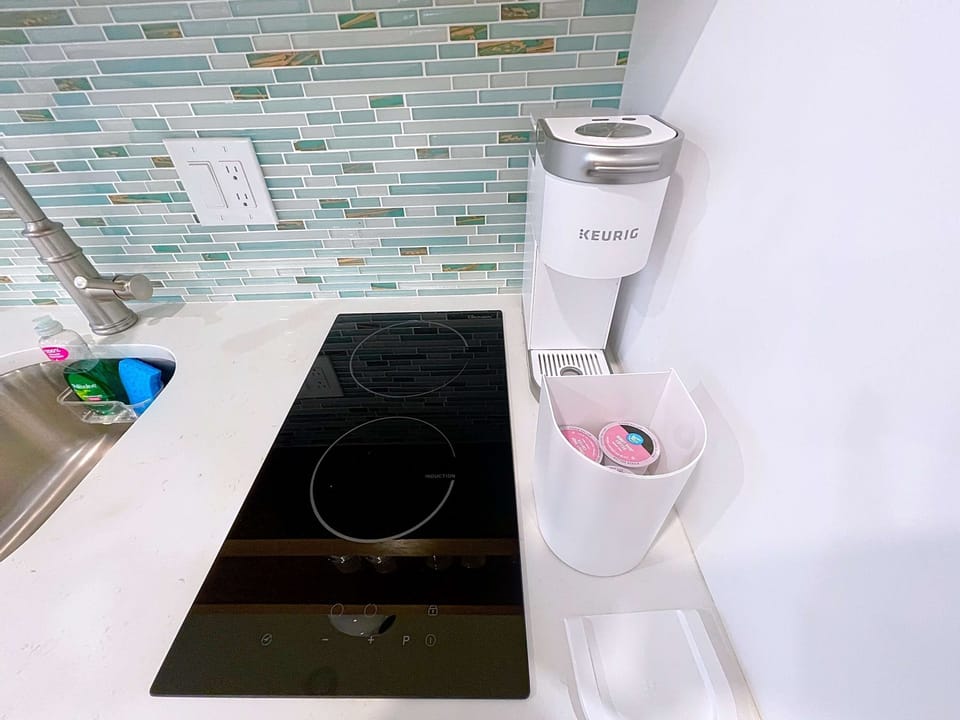 Your unit comes with a small keurig and a larger drip coffee maker for your convenience