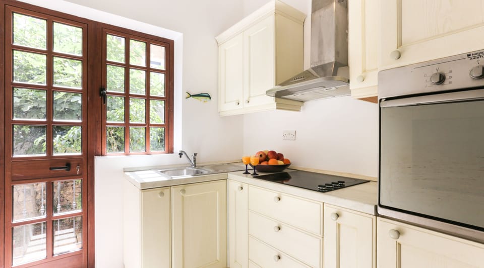 Shared fridge, oven, stovetop, electric kettle