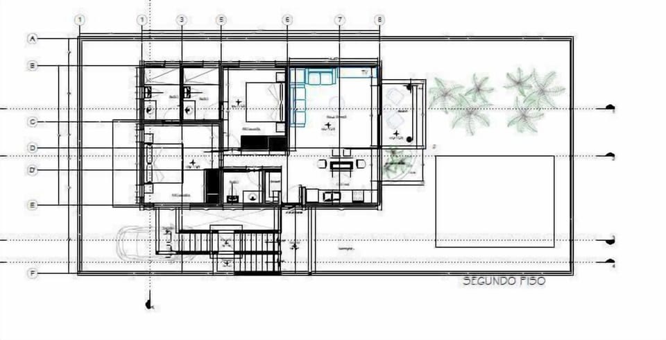 Floor Plan - Two bedroom apartment on second floor, with private bathroom in each bedroom.