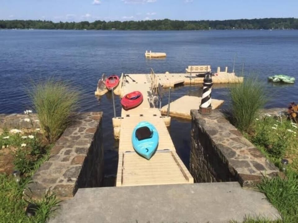 Kayaks and swimming raft