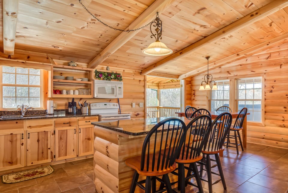 Looking towards back deck with hot tub