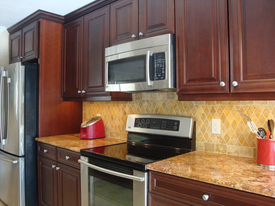 Stainless Appliances, Glass Top Stove, Microwave, Refrigerator with French Doors