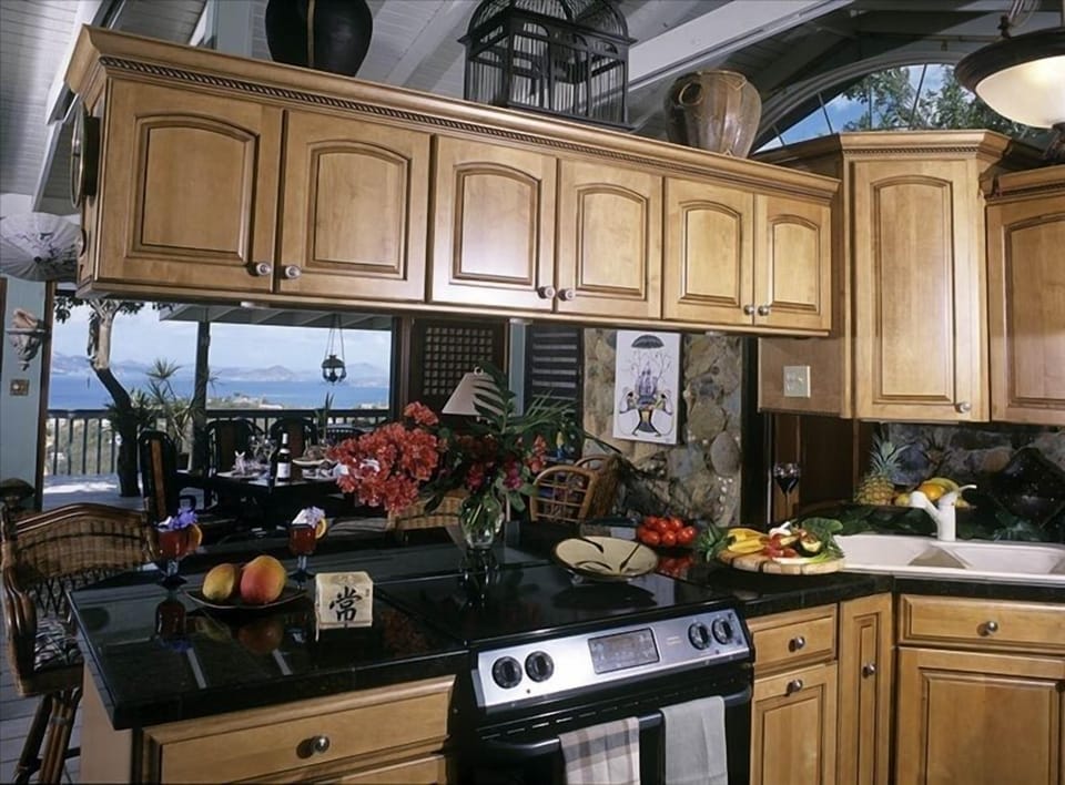 Cook with an ocean view! Gourmet kitchen is equipped with everything you need