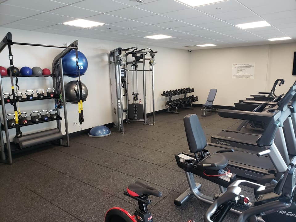Workout room.  Weights.