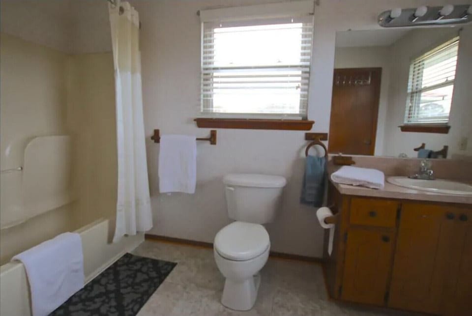 Large master bathroom.