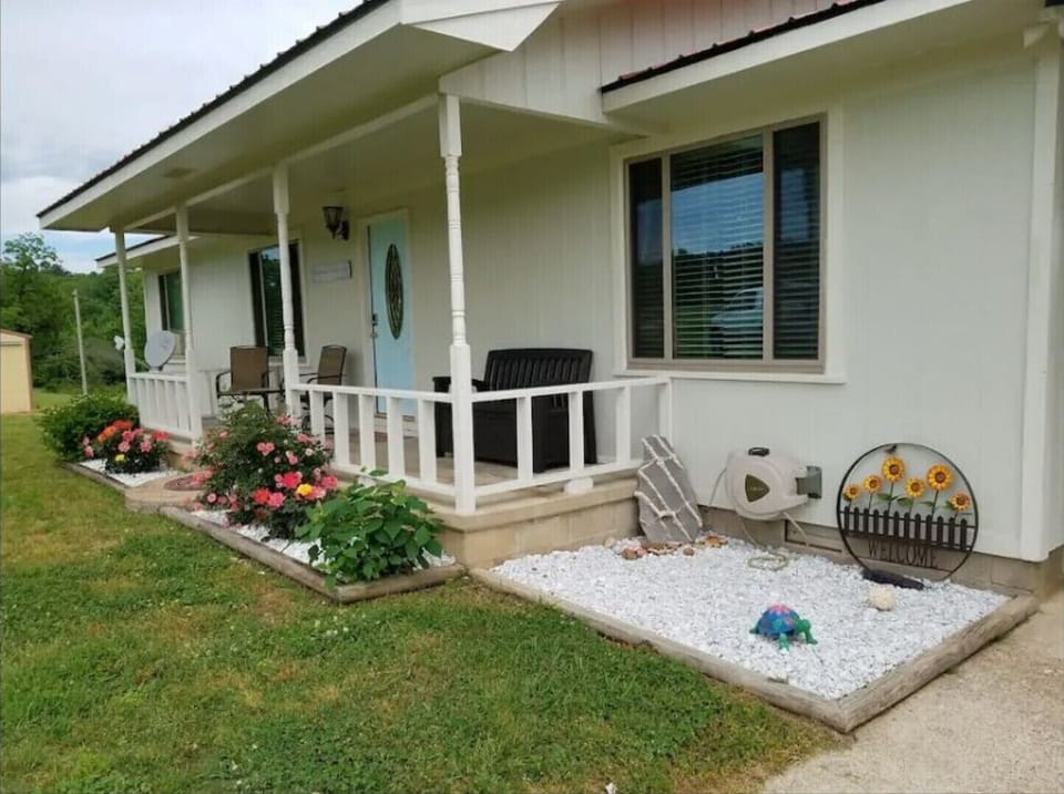 Main entrance to cottage.  It has a keypad lock for your convience.