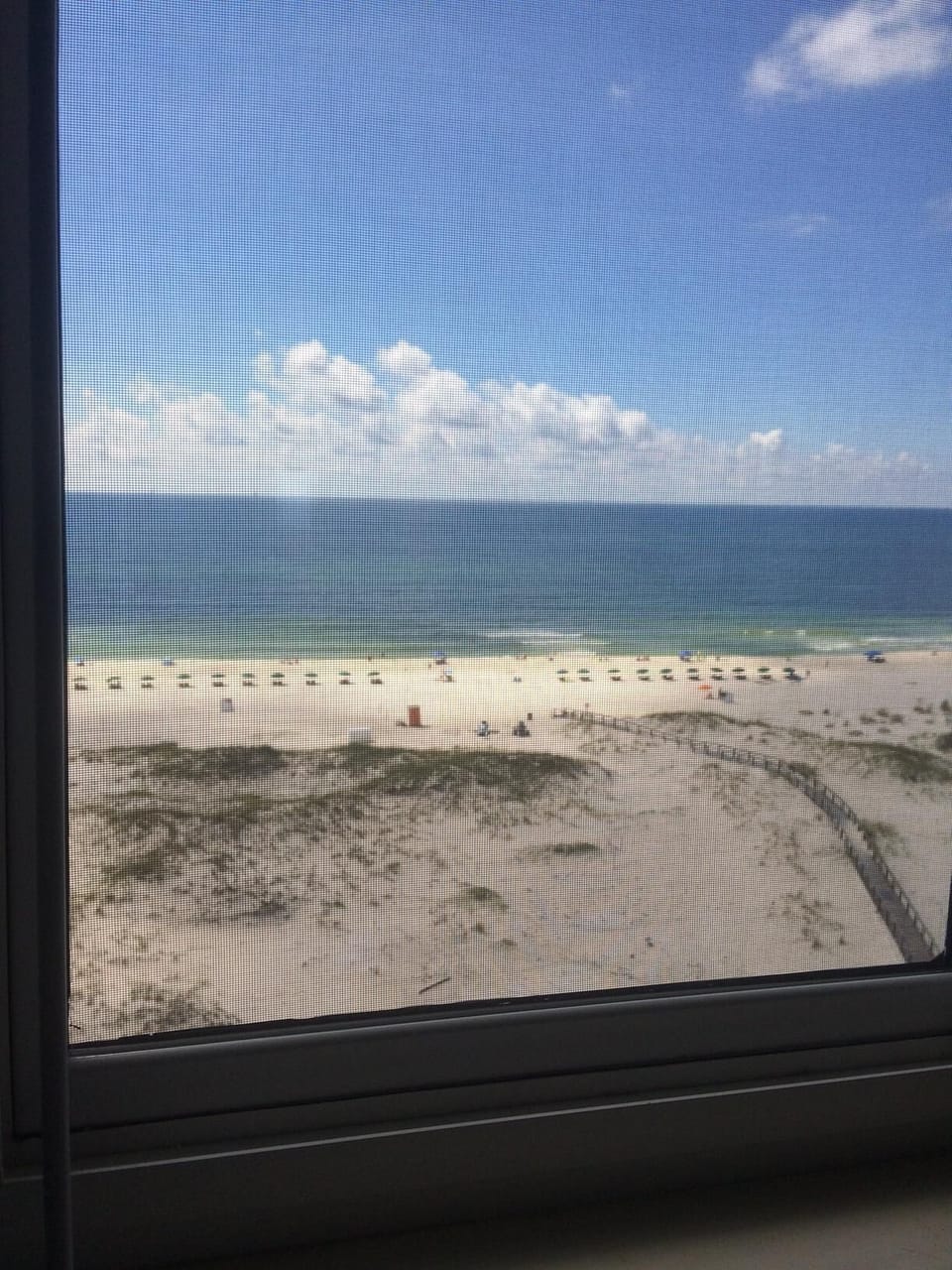 Looking out window above the Bed