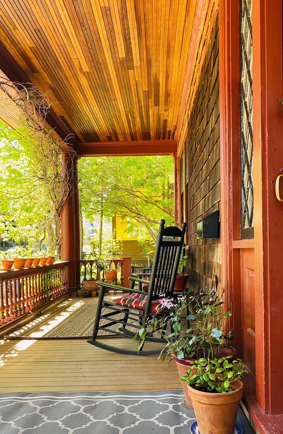 Perfect porch for relaxing with a cup or coffee or glass of wine!
