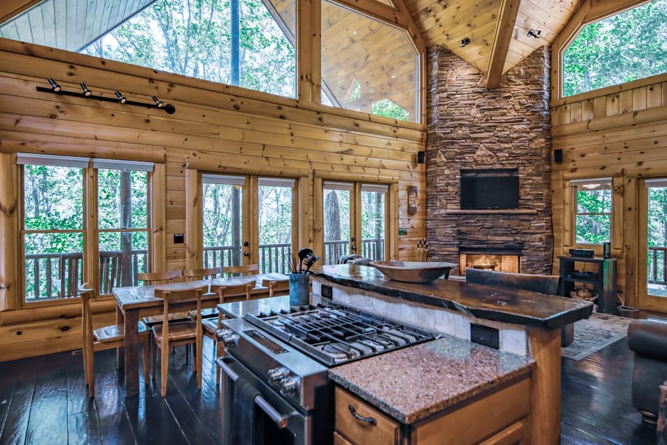 View of the Living Area & Outdoors from the Kitchen