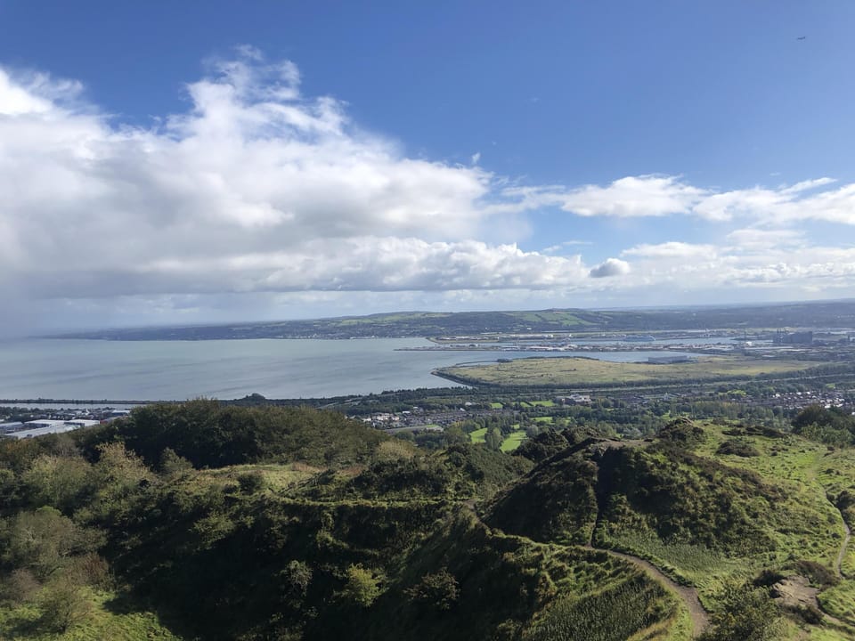 View of Belfast and Belfast lough from the fabulous Cave Hill. 