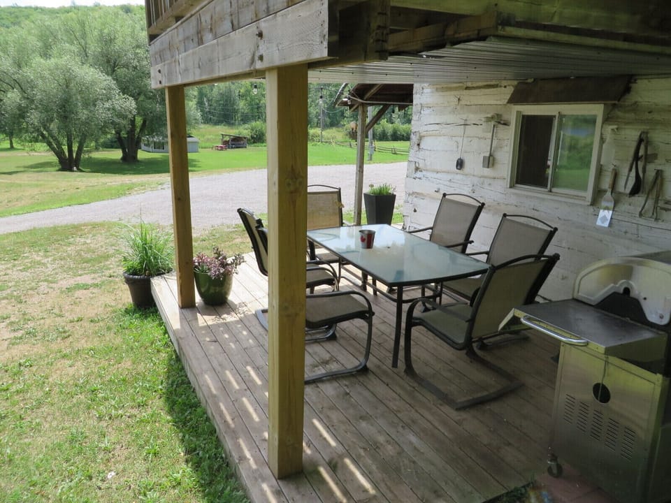 Deck and patio set for outside dining and enjoying refreshments