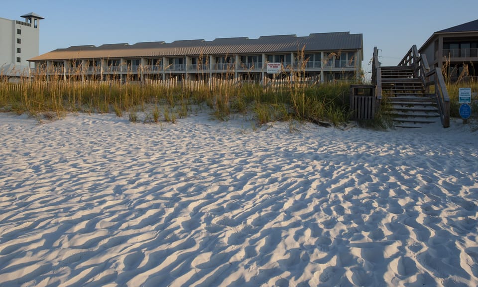 Condominium complex view from start of the beach access walkway