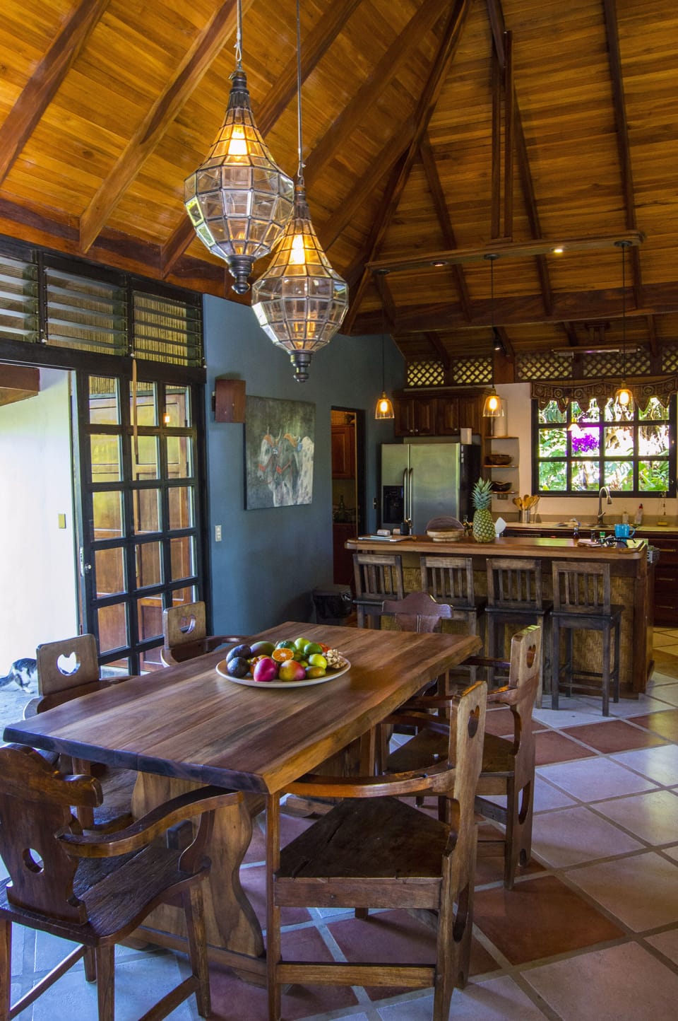 Dining table and kitchen