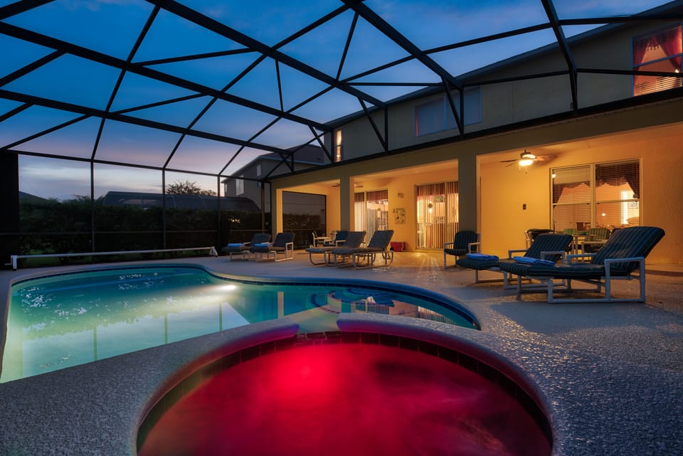 Unique color-changing pool and spa lights for a night show while you swim