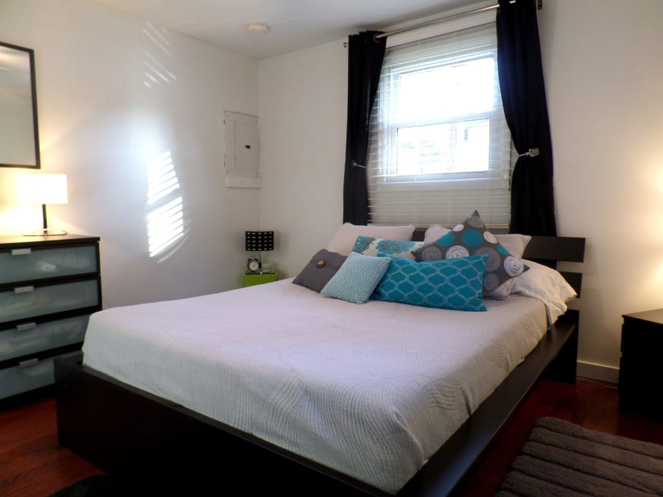 Black out curtains help you sleep in if you would like too.