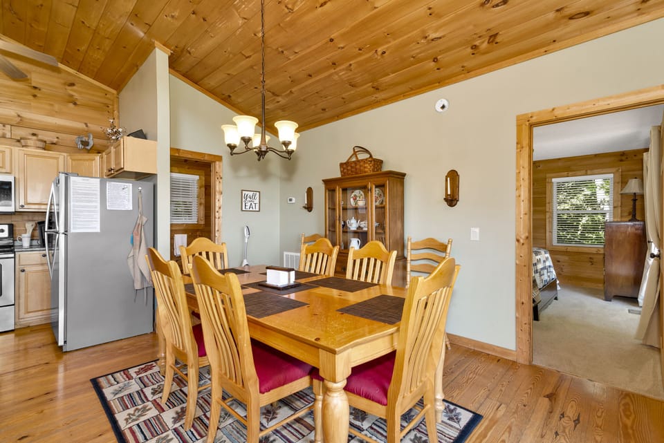 Dining table with seating for 8.
