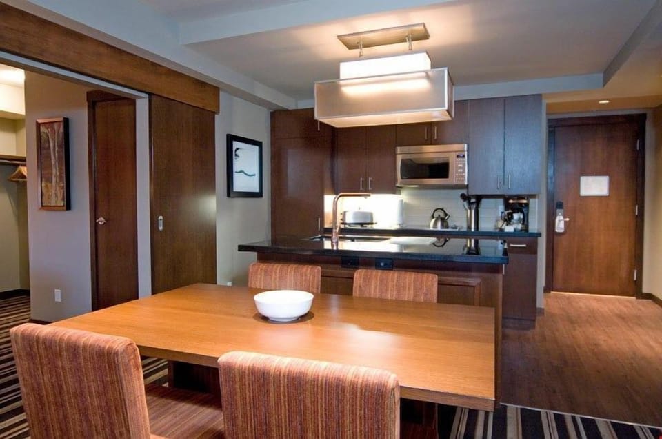 Entertain and dine at the large dining table with seating for everyone.