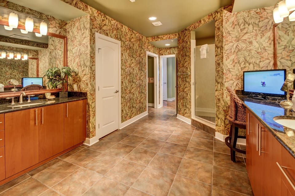 Master Bath Jetted tub, Shower, features TV in Bathroom